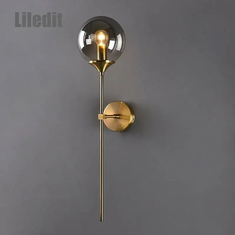 Golden Glass Ball Wall Lamp: Modern Nordic Style Bedside & Living Room Lighting