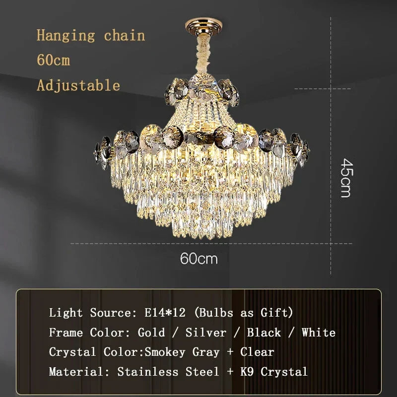 Modern Crystal Chandeliers for Luxury Living Room Staircase Lighting