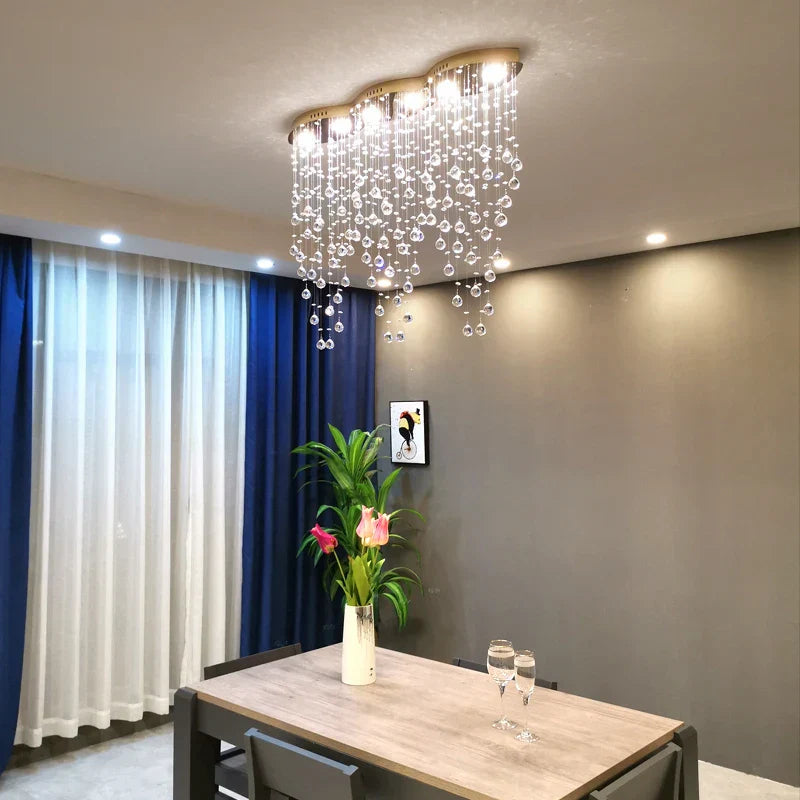 Oval Crystal Chandeliers for Living Room and Bar Lighting