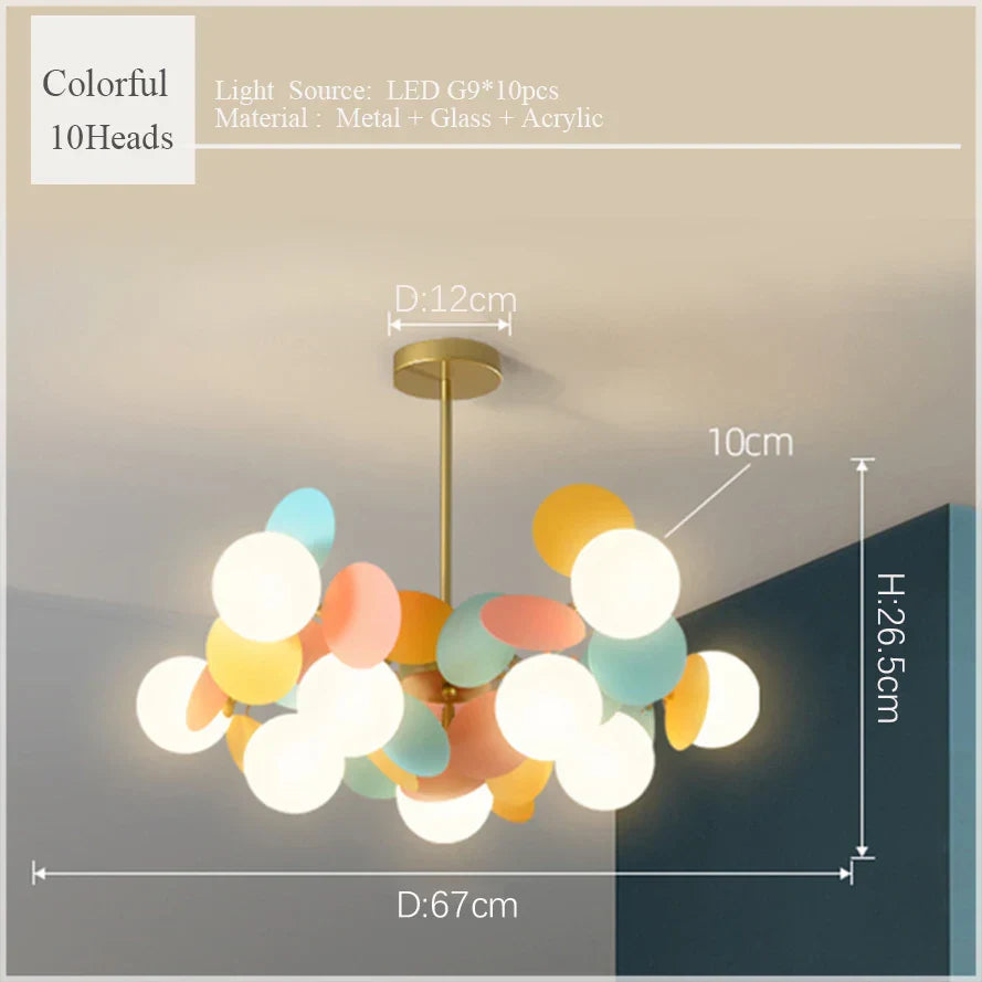 Scandinavian Chandelier: Colorful Magic Bean Tree Branch Light for Living Room