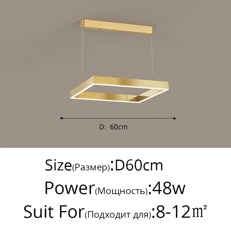 Nordic Minimalist LED Square Chandelier for Living Dining Bedroom - Luster Lighting