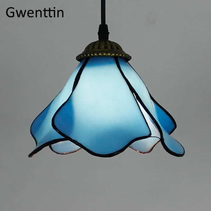 Tiffany Pendant Lights: Stained Glass Hanging Lamp for Mediterranean Loft Home Decor