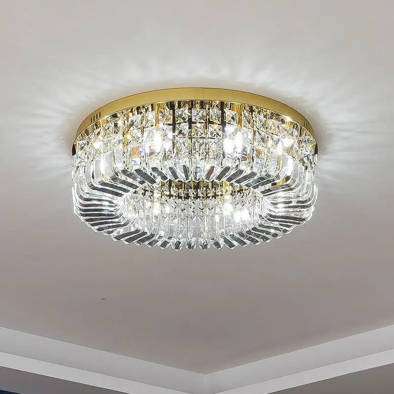 Nordic Crystal Ceiling Chandelier Chrome LED Light for Living Room