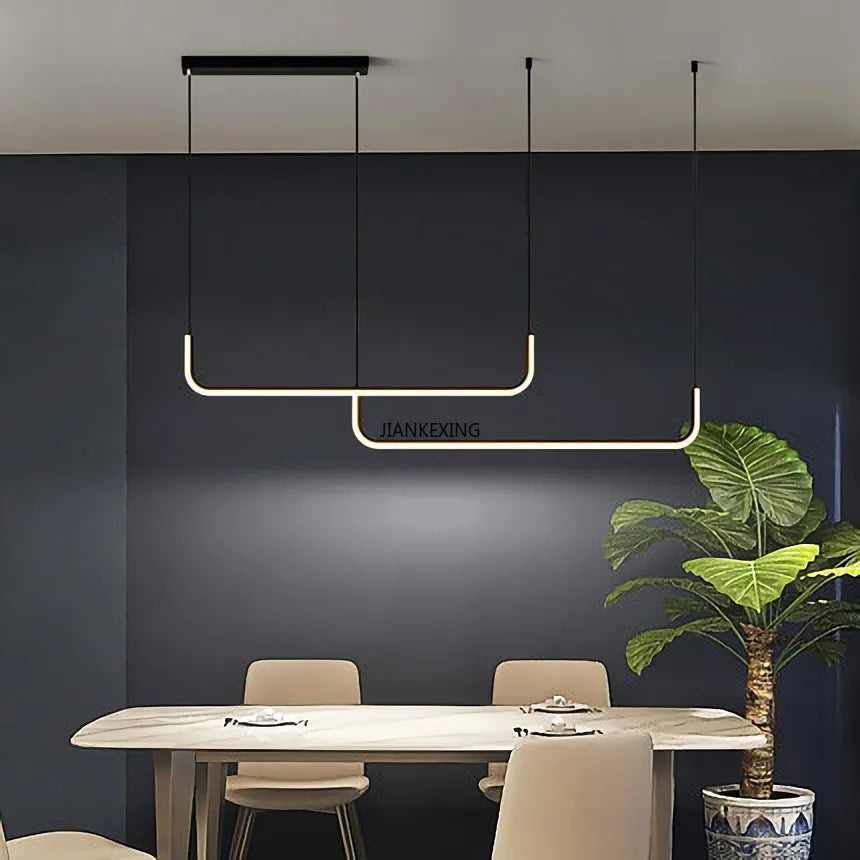 LED Chandelier: Modern Black Gold Dimmable Lighting for Dining Room, Kitchen Table