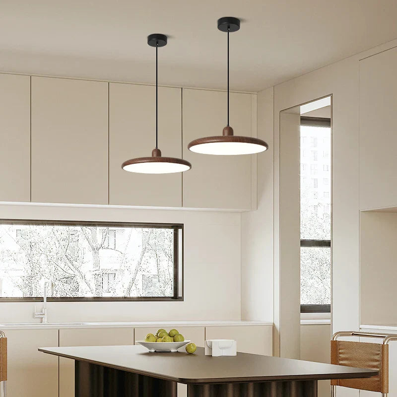 Retro Walnut Chandelier: Stylish Wood Grain Home Decor Lamp for Dining, Bedroom, Living Room