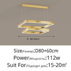 Nordic Minimalist LED Square Chandelier for Living Dining Bedroom - Luster Lighting