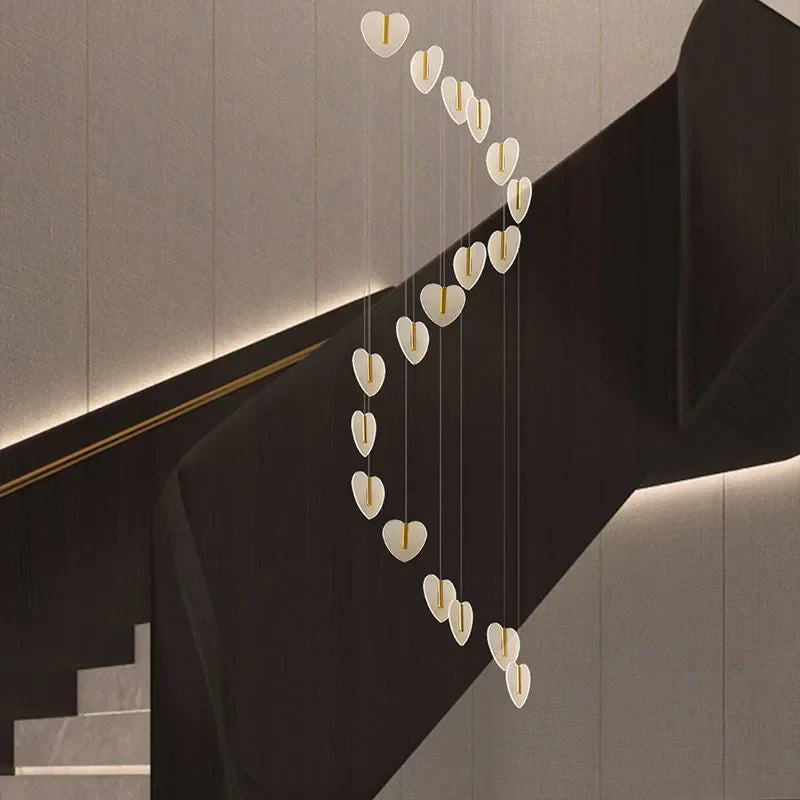 Love Chandelier: Luxury Crystal Gold Lighting for Staircase & Living Room