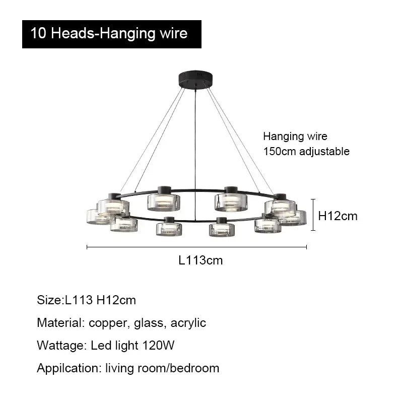 Modern Minimalism Circle Glass Chandelier LED Pendant Lights for Home Decoration