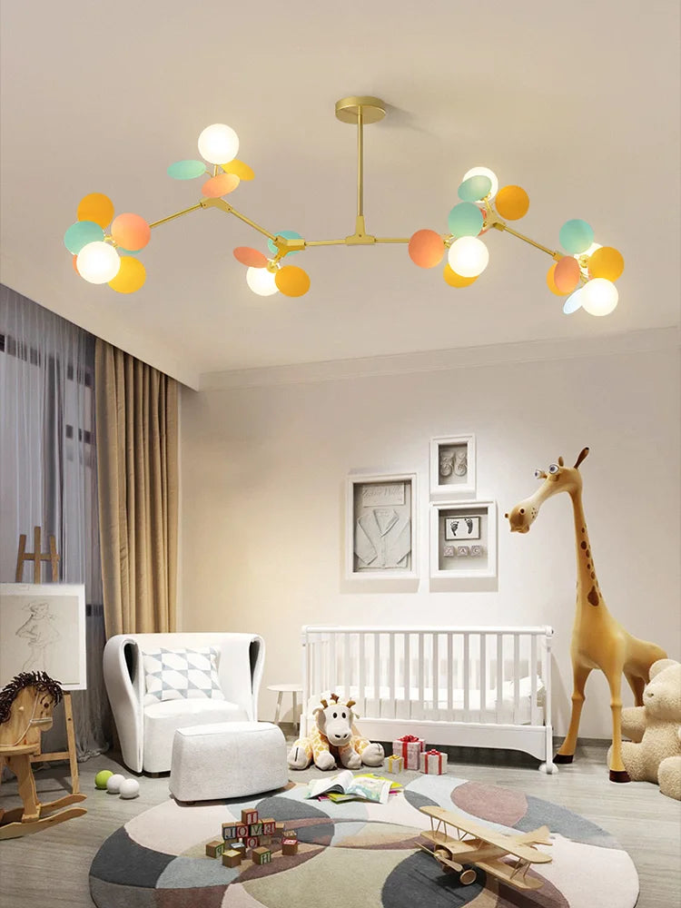 Modern Glass Ball Chandelier for Kids Room, Living Room Decor