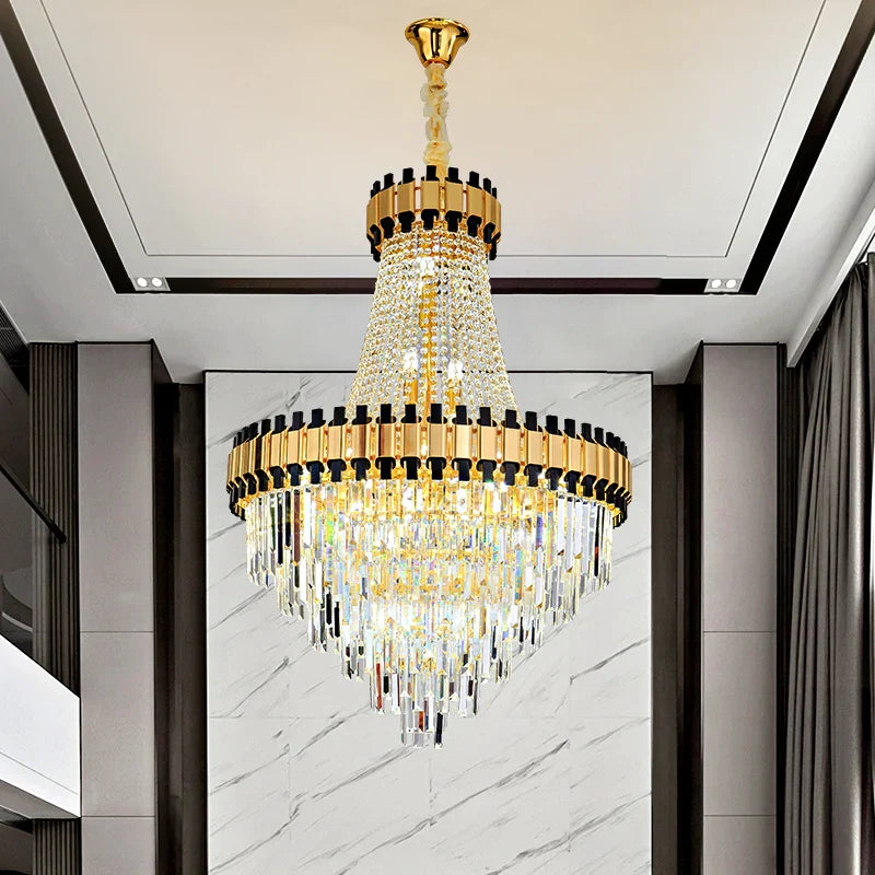 Crystal Chandelier for Duplex Villa Living Room with Intelligent Dimming