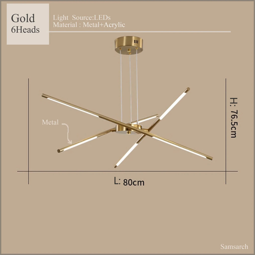 Modern LED Linear Chandelier: Creative Design Ceiling Lamp with Remote for Home Decor