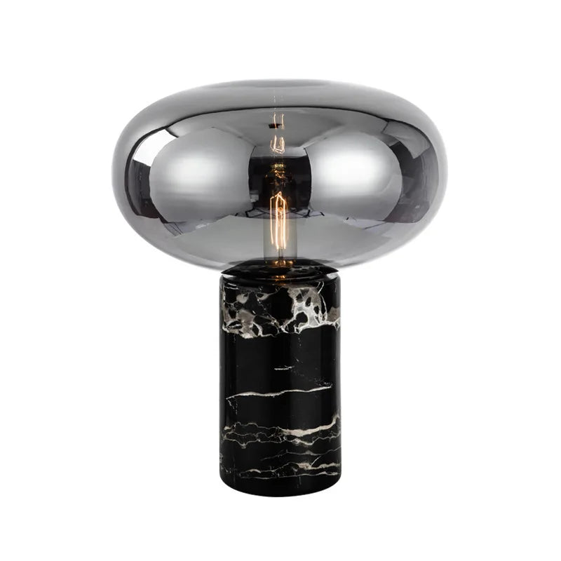 Marble Desk Lamp with Glass Ball Lampshade for Bedroom and Living Room