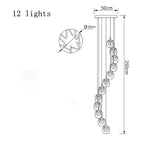 Luxury LED Crystal Chandelier for Staircase, Creative Living Room Lighting