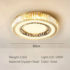 Gold Crystal Ceiling Lamp Double Layer Modern Chandelier Led Glossy Bedroom Decor