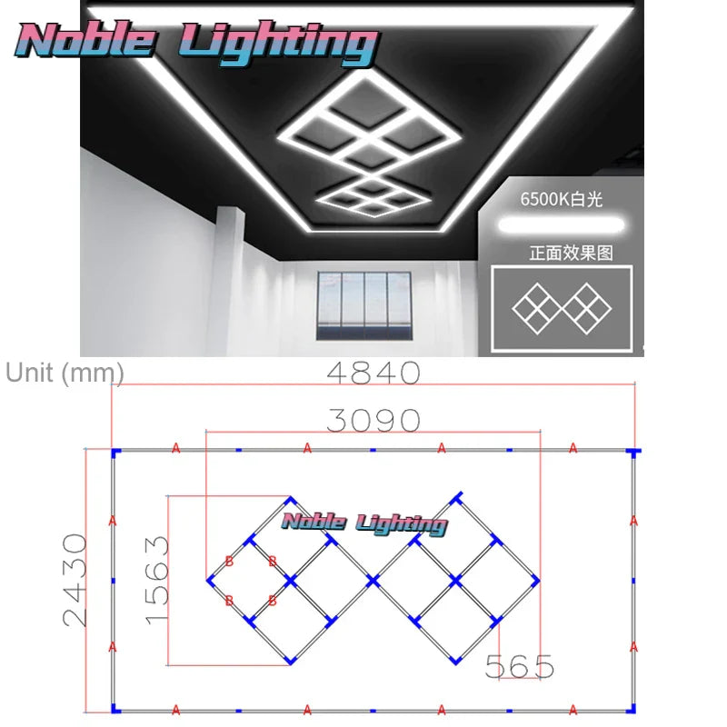 Hexagon LED Garage Wall Ceiling Lights 6500K Daylight White 4.8X2.4M Linkable