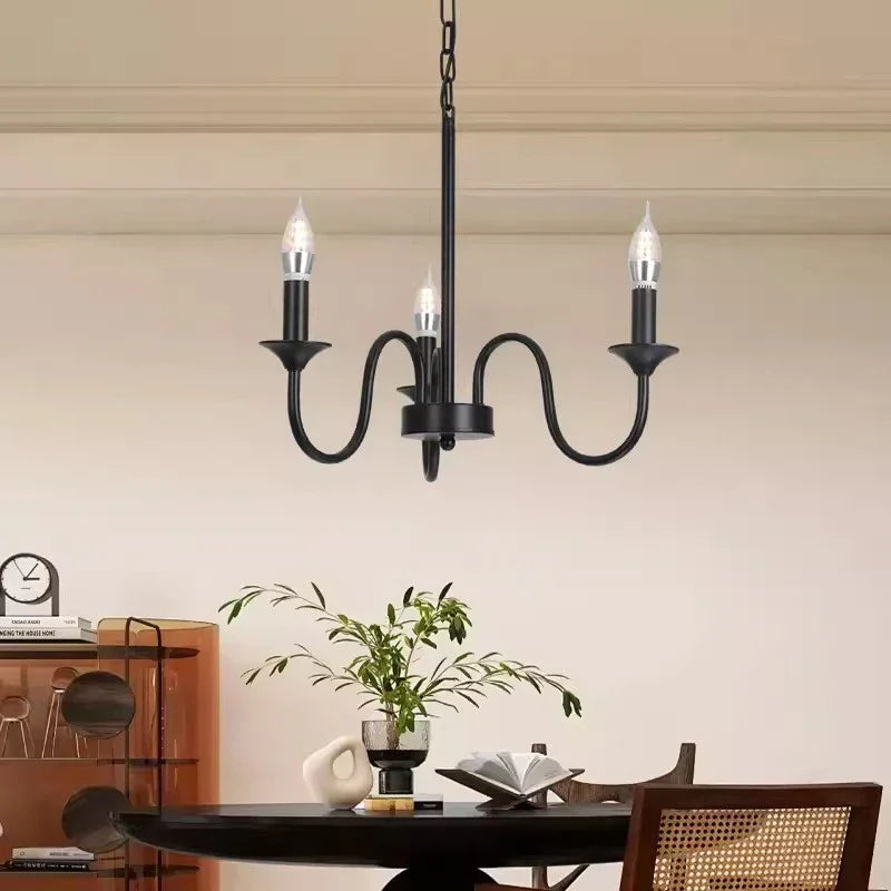 Rustic Iron Candle Chandelier Pendant for Kitchen Living Dining Room Bar Home