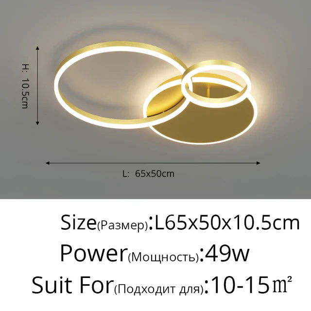 Aluminum Circle LED Chandelier Ceiling Light for Bedroom Living Room Kitchen