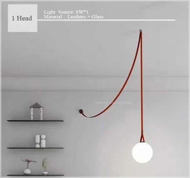 Modern Leather Staircase Villa Chandelier Glass Ball Dining Room Lighting