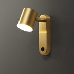 Nordic Brass Wall Lamp with Switch, Modern Minimalist Indoor LED Wall Light
