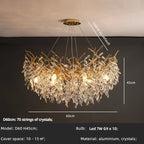 Crystal Branch Chandelier LED Pendant Lamps Elegant Villa Living Room Gold Decor
