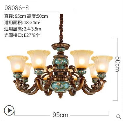 European Vintage Resin Chandelier: Elegant Luxury Lighting for Living Room, Bedroom, and Restaurant