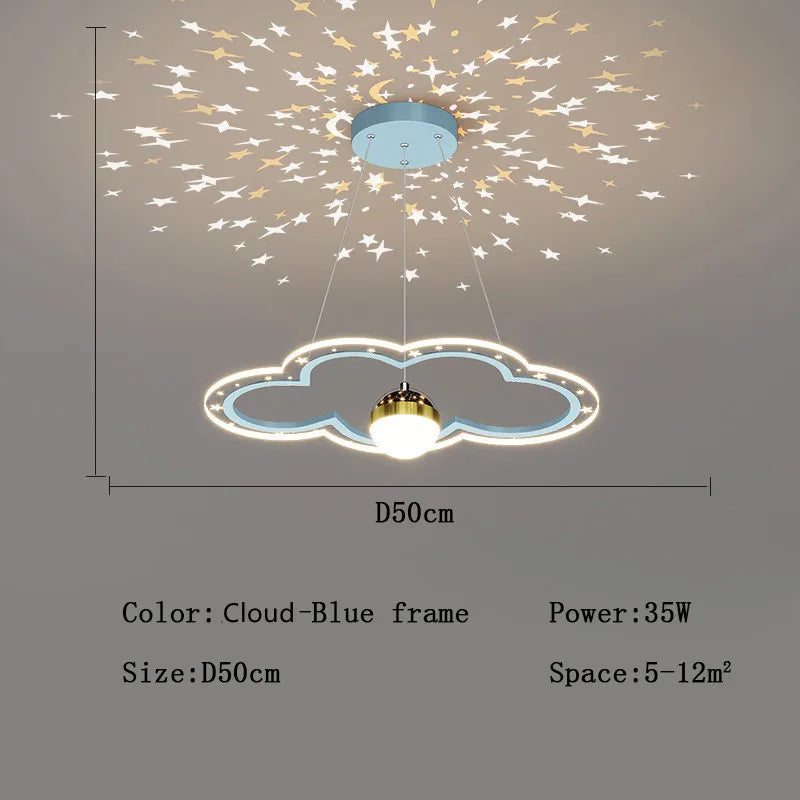 Cloud Flower LED Chandelier: Kid's Bedroom Starry Sky Decorative Lighting Fixture