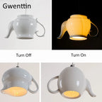 Ceramic LED Pendant Lights: Nordic Teapot Design for Modern Living and Kitchen.