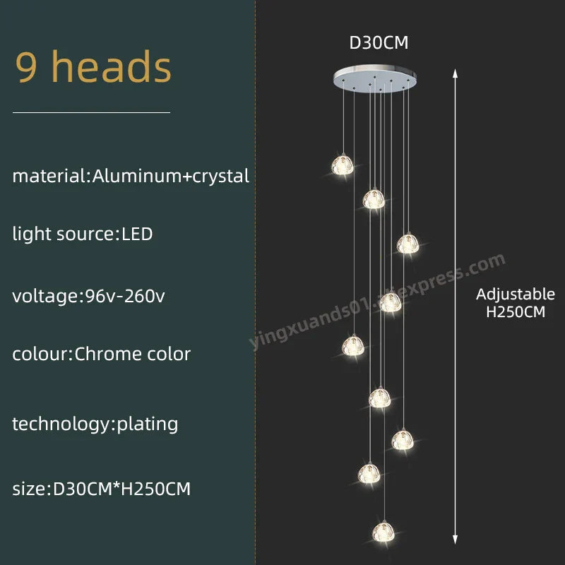 Luxury Spiral Staircase Chandelier LED Pendent Lamp for Stylish Living Room