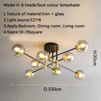 Glass Ball Black Chandelier - Nordic Round Dining Table Ceiling Chandelier