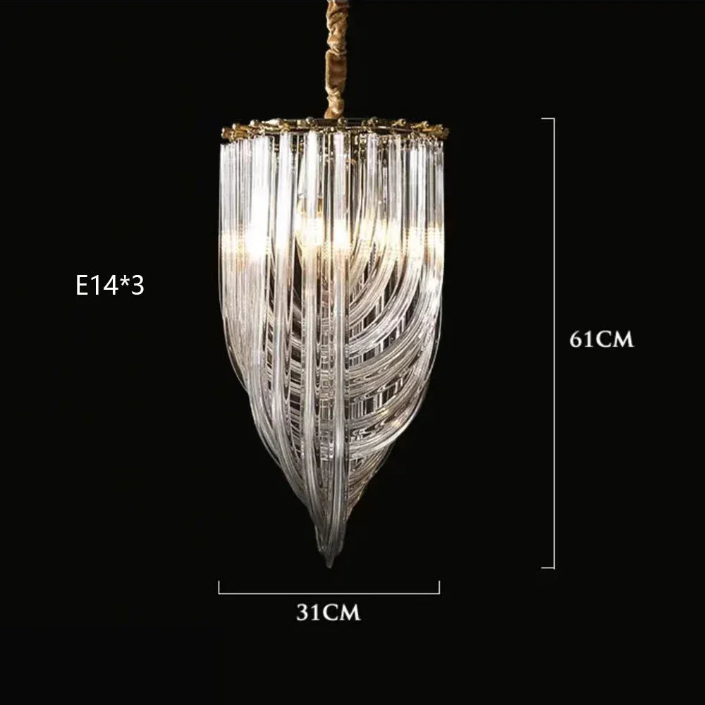 Modern Nordic Glass Tube Chandelier for Living Room Bedroom Restaurant Lighting