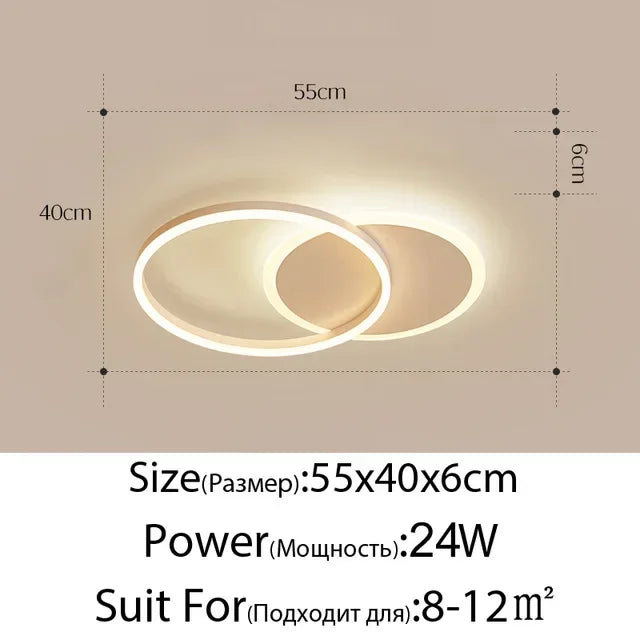 Modern Golden White Ring Chandelier for Living Room, Dimmable LED Ceiling Light