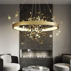 Modern Golden Ring LED Pendant Chandelier for Living Room and Bedroom