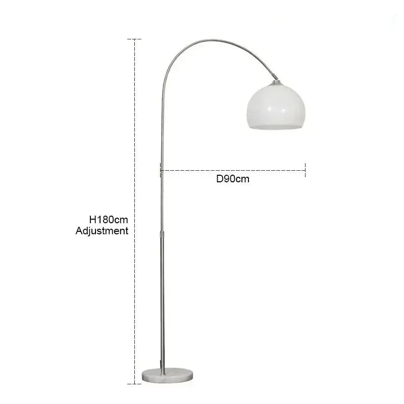 Nordic Orange Arc Floor Lamp with Marble Base - Dimmable LED Stand Lamp