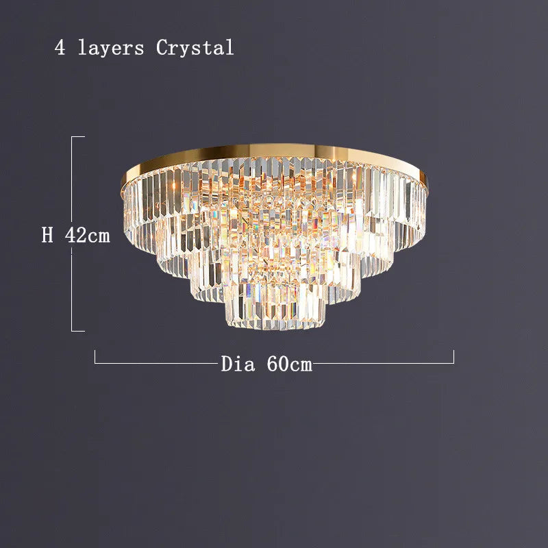 Gold LED Crystal Ceiling Light: Luxury Home Decor Fixture