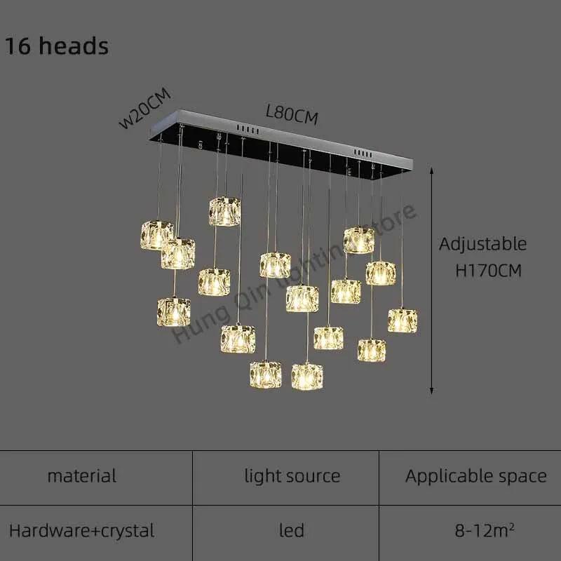 Crystal Chandelier Pendant Light for Modern Indoor Dining and Kitchen Lighting