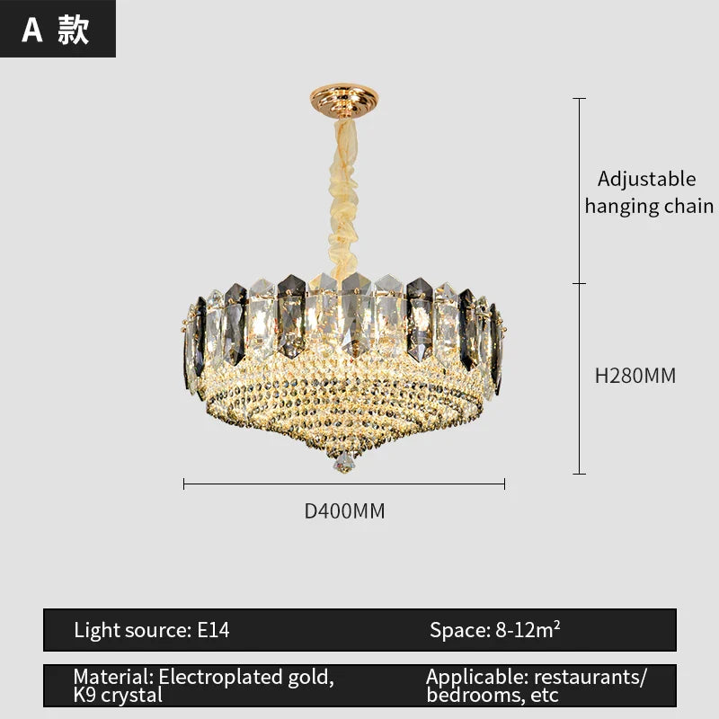 Crystal Duplex Villa Chandelier Hall Light - Luxe Living Room Middle Floor Lamp