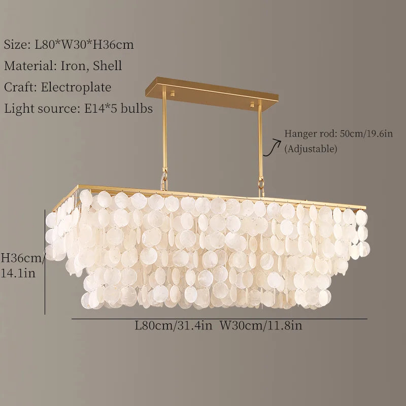 Shell Chandelier: Mediterranean Sea Pendant Light for Home, Bar, Restaurant.