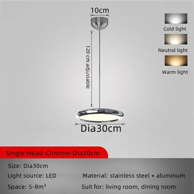 Circular Dining Pendant Chandelier LED Light for Kitchen, Living Room & Bedroom