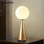 Gold Glass Ball Table Lamp LED Desk Lighting Modern Home Decor for Bedroom Living Room