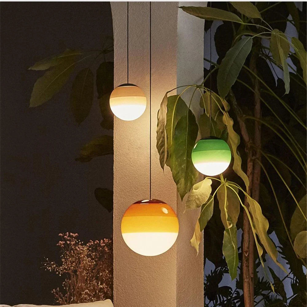 Modern Gradient Glass Ball LED Pendant Light - Creative Balloon Suspension