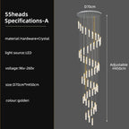 Crystal Ceiling Chandelier: Modern Nordic Design, Long Staircase Pendant Lamp