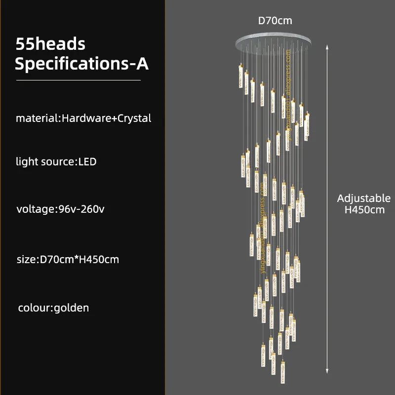 Crystal Ceiling Chandelier: Modern Nordic Design, Long Staircase Pendant Lamp