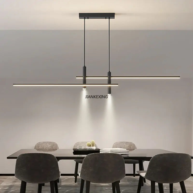 Minimalist Black Gold Dining Table Pendant Lamp for Kitchen Chandelier Lighting Fixtures