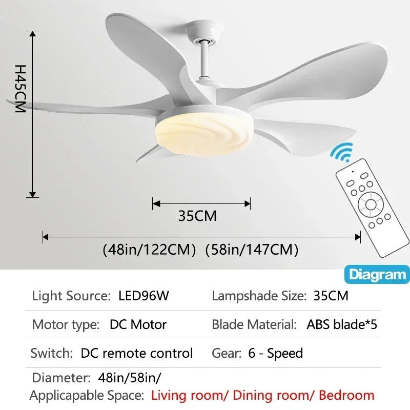 Modern LED Ceiling Fan with Strong Winds and Quiet Mute Operation