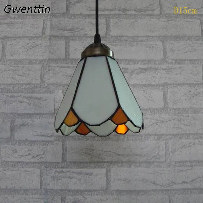 Tiffany Style Pendant Light for Dining Room Tiffany Mediterranean Hanging Lamp for Bedroom by Afralia™