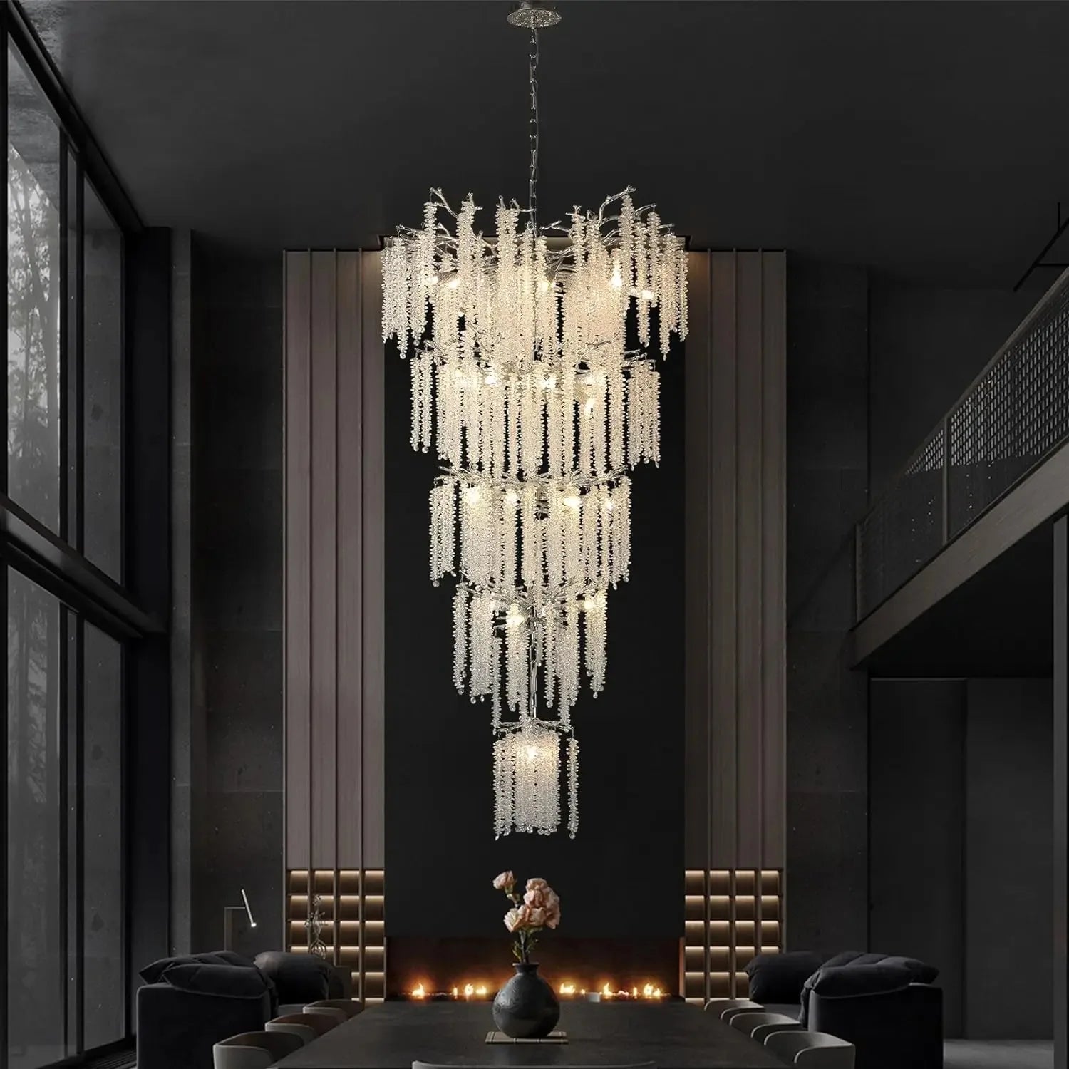 Luxury Tassel Crystal Chandelier with New French Design | Staircase Pendant Luxe Fixture
