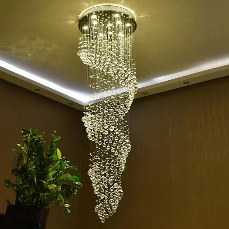 Modern Crystal Chandelier: Spiral Interior Design Luxury LED Crystal