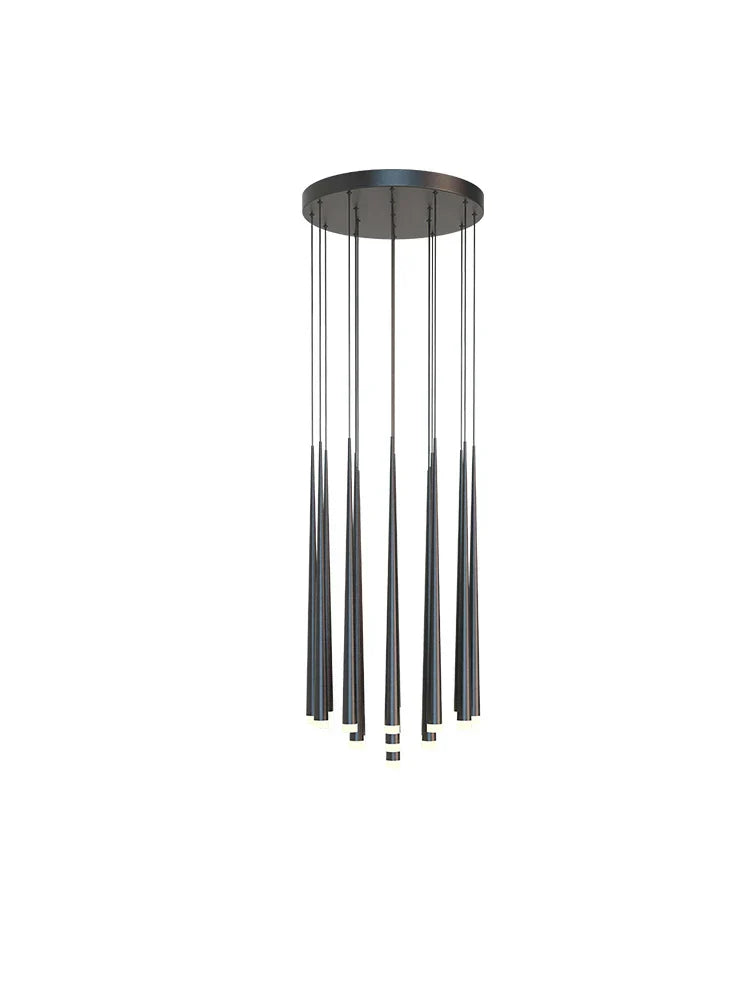 LED Conical Staircase Chandelier Pendant - Modern Duplex Loft Hanging Lights
