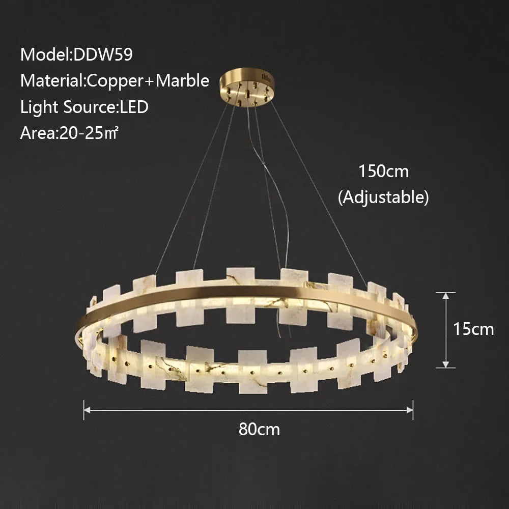 LED Marble Chandelier: Modern Lighting for Living Room, Bedroom, or Restaurant.