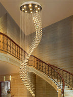 Crystal Spiral Modern LED Chandelier for Dining Room, Foyer, Staircase